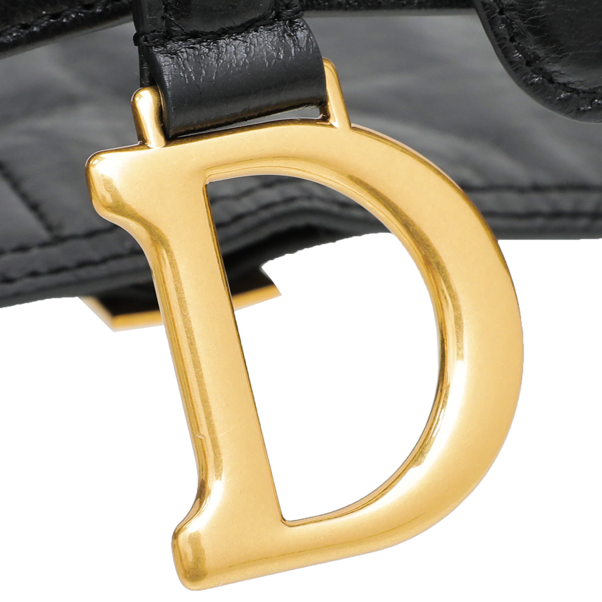 Christian Dior Black Saddle Crinkled Wrapped Belt Medium Bag