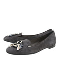 Christian Dior Deep Grey Suede Butterfly Embellished Flat Ballerina 38