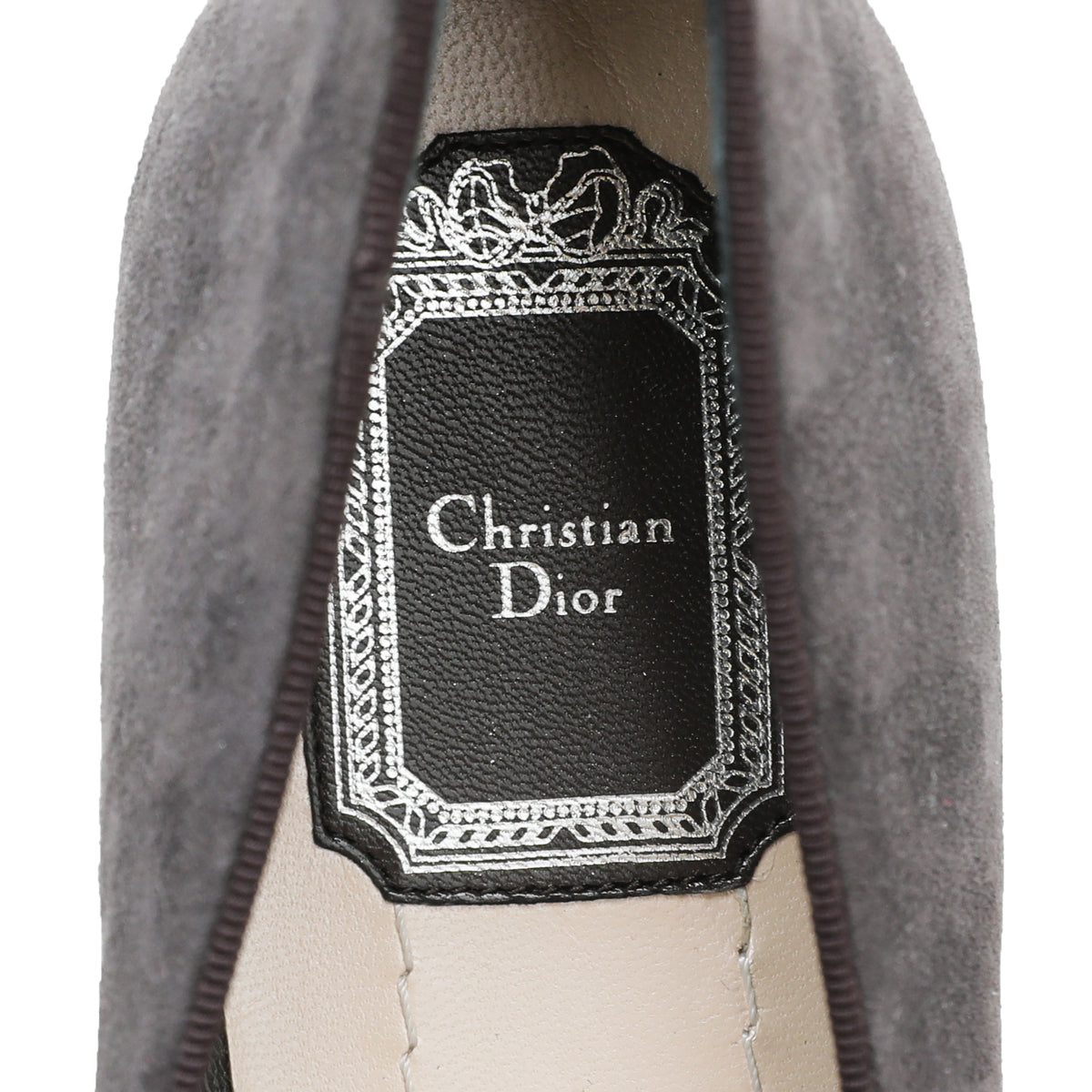Christian Dior Deep Grey Suede Butterfly Embellished Flat Ballerina 38