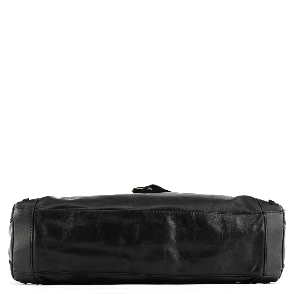 Black Calfskin Leather Horn Hobo Bag