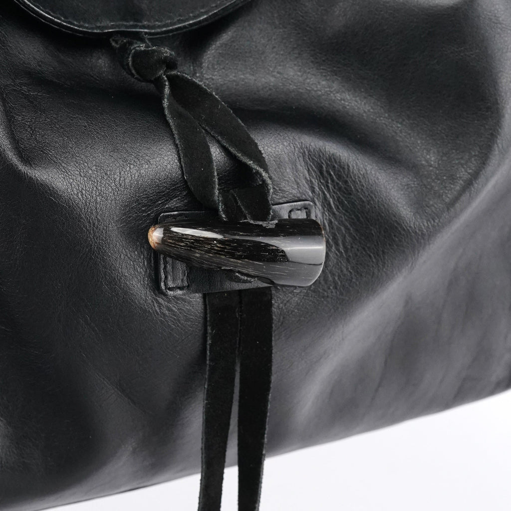 Black Calfskin Leather Horn Hobo Bag