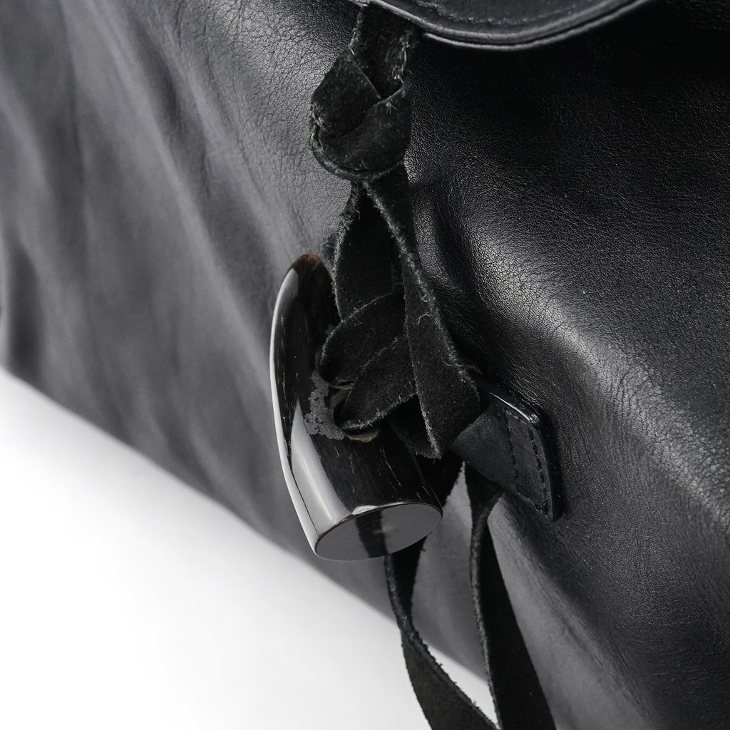 Black Calfskin Leather Horn Hobo Bag