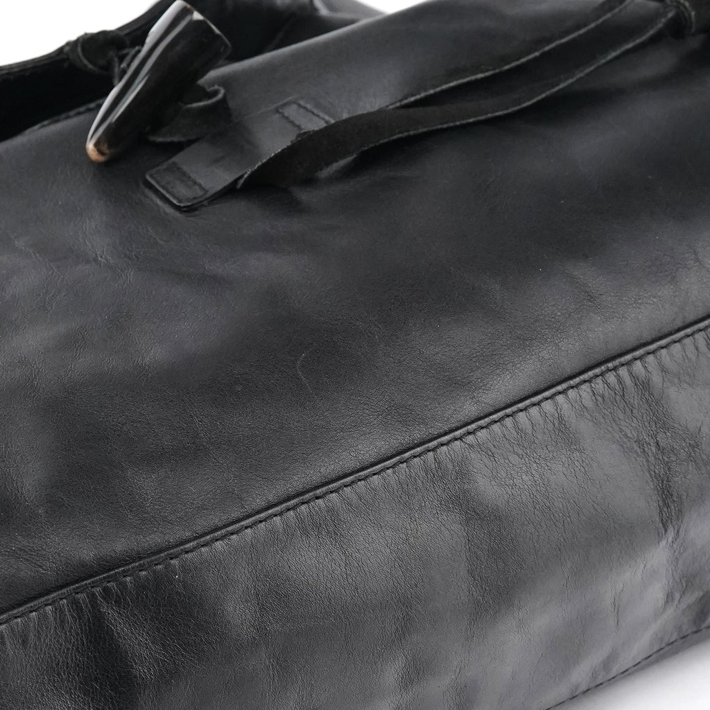 Black Calfskin Leather Horn Hobo Bag
