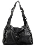 Black Calfskin Leather Horn Hobo Bag