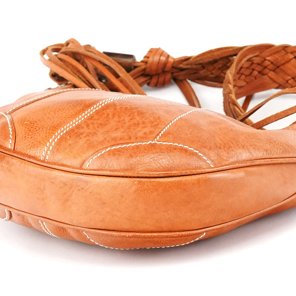 Brown Leather Fringe Hobo Shoulder Bag