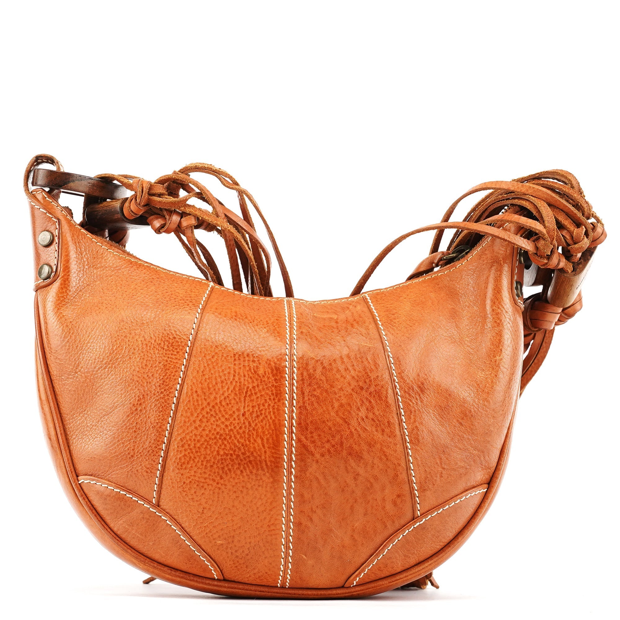 Brown Leather Fringe Hobo Shoulder Bag