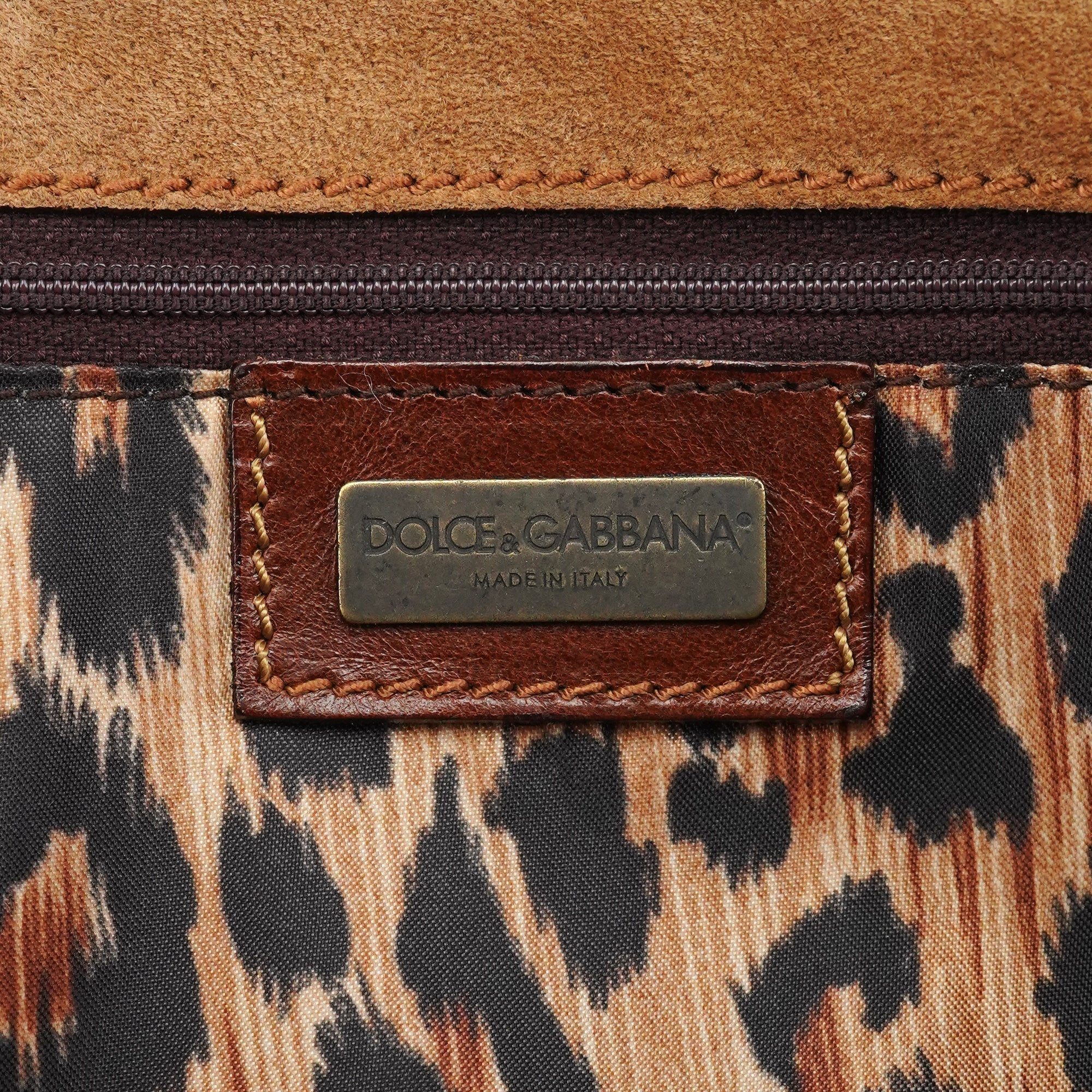 Beige Brown Suede Belt Tote Bag
