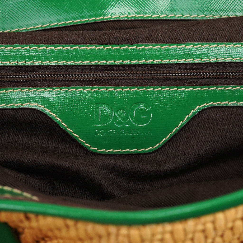 Beige Green Carolina Raffia Tote Bag