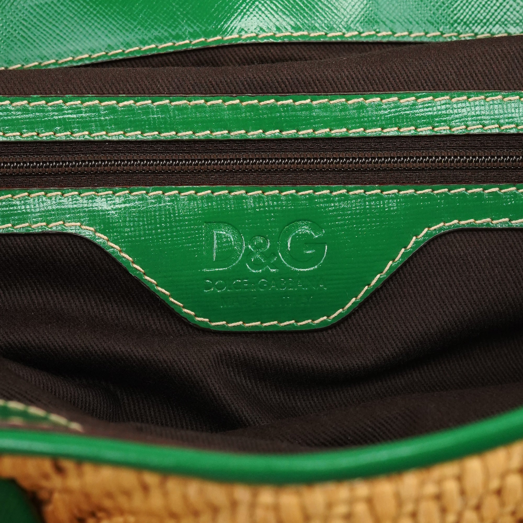 Beige Green Carolina Raffia Tote Bag