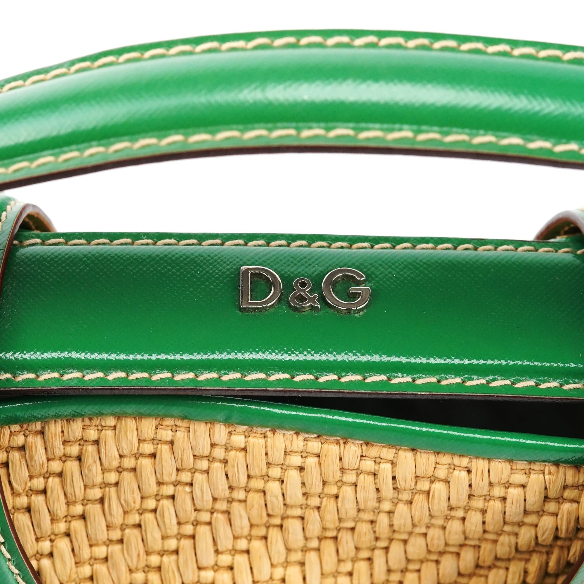Beige Green Carolina Raffia Tote Bag