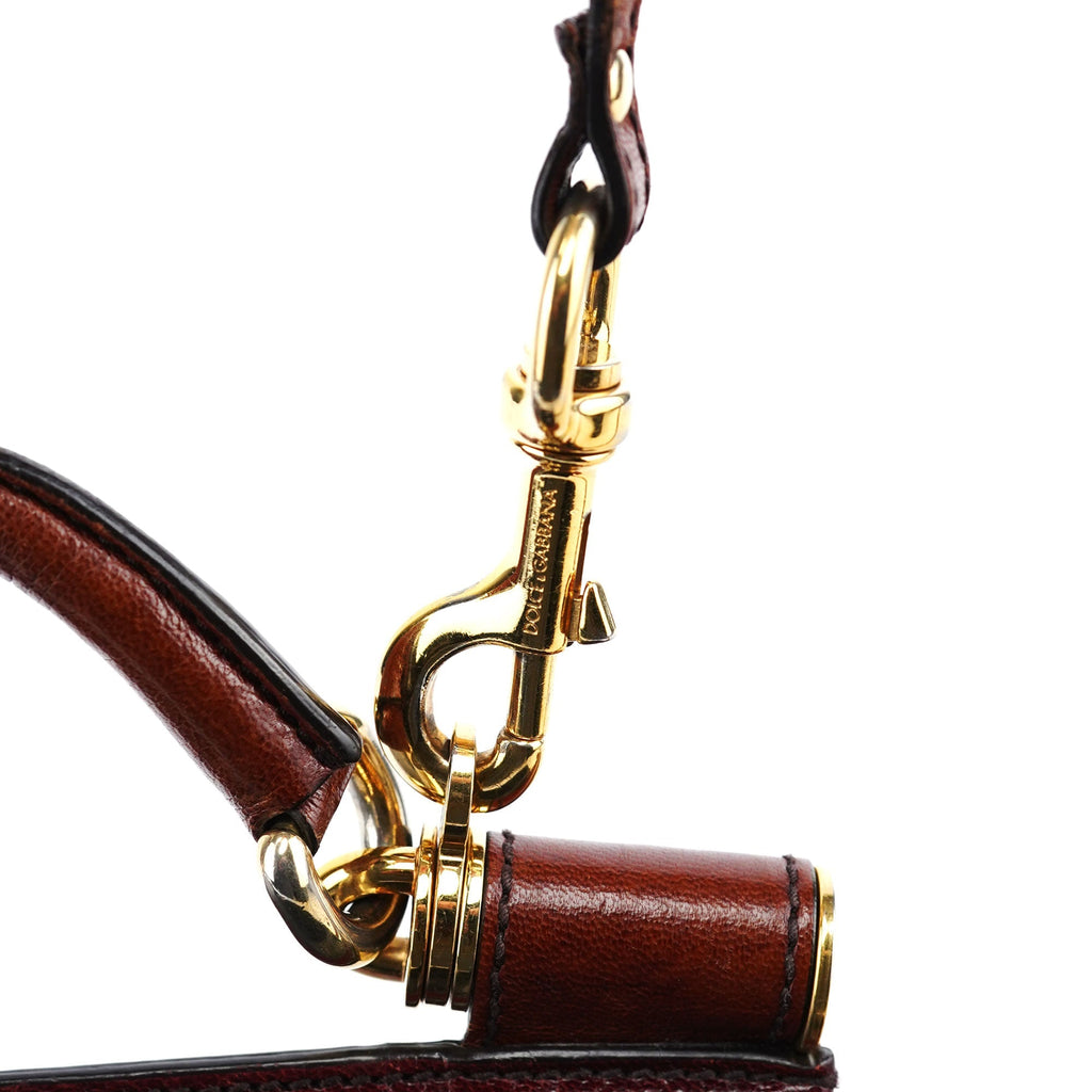 Black Brown Calfskin Sicily 2-Way Bag