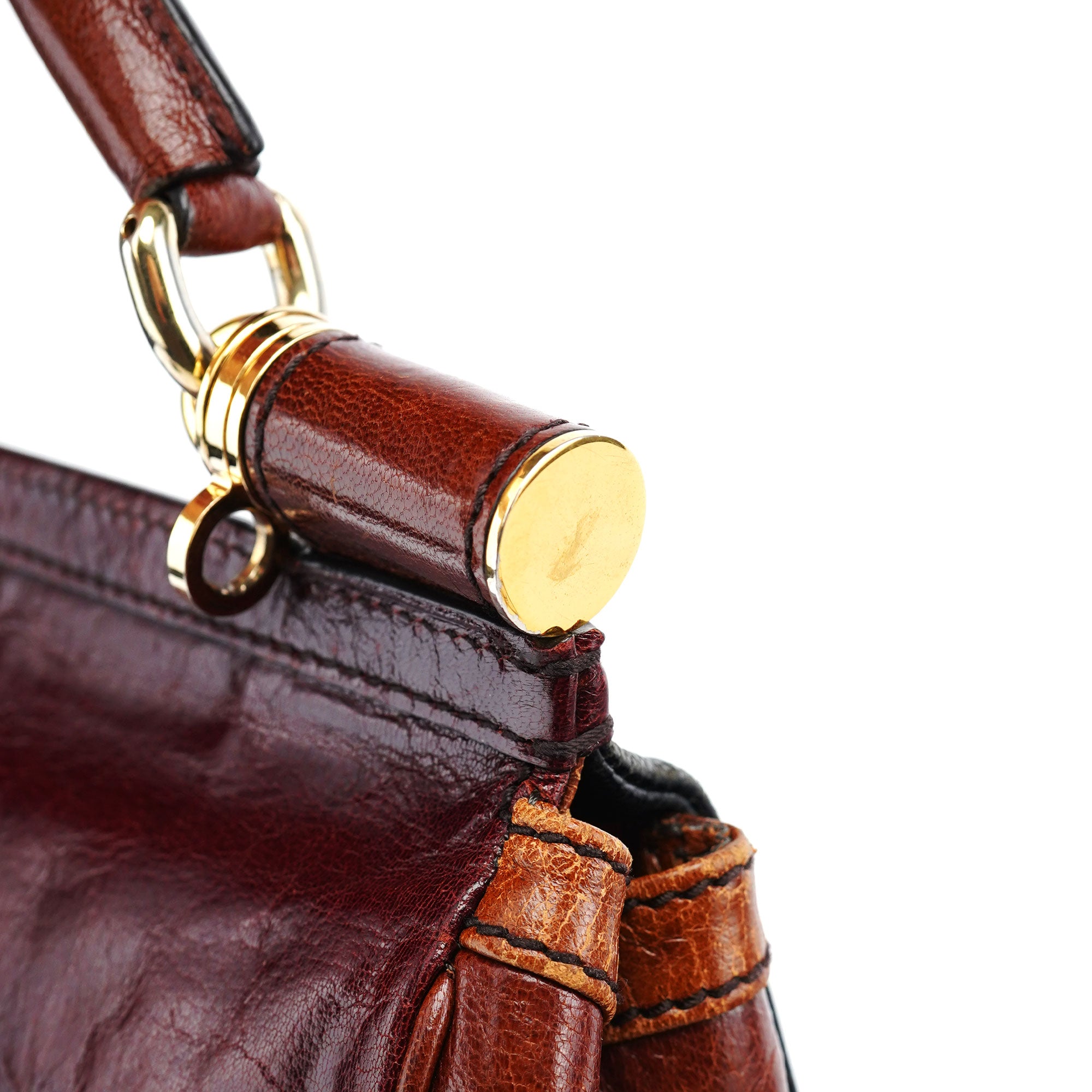 Black Brown Calfskin Sicily 2-Way Bag