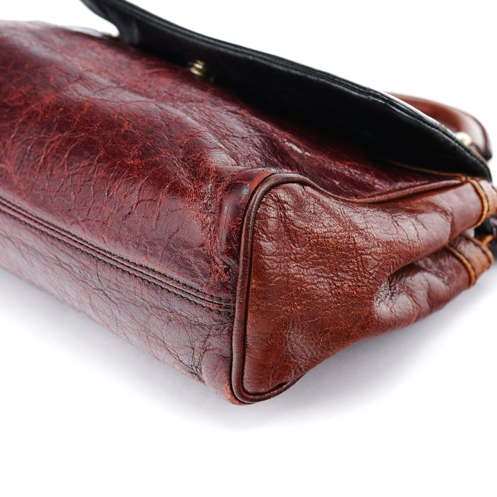 Black Brown Calfskin Sicily 2-Way Bag