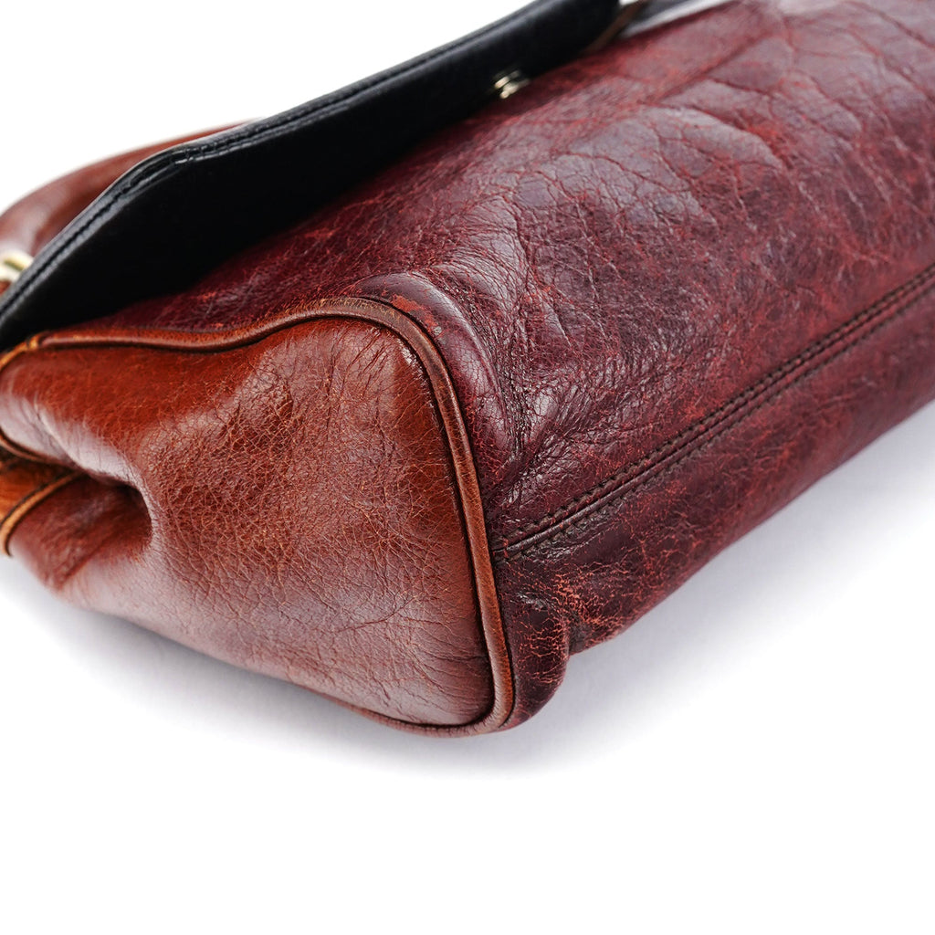 Black Brown Calfskin Sicily 2-Way Bag