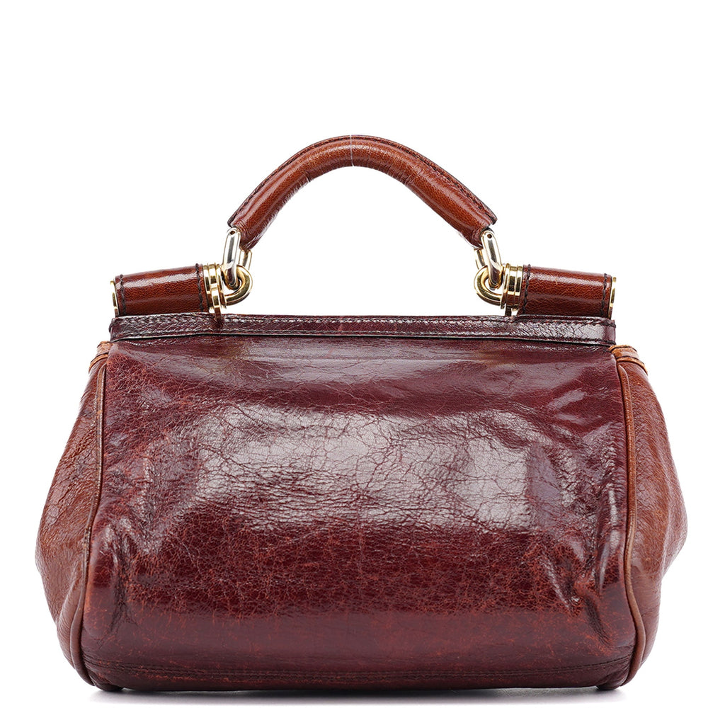 Black Brown Calfskin Sicily 2-Way Bag
