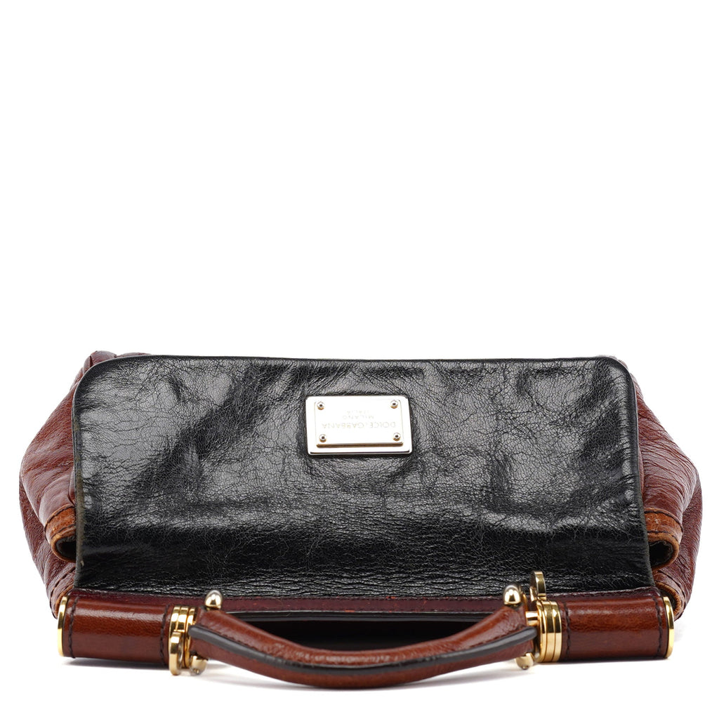 Black Brown Calfskin Sicily 2-Way Bag