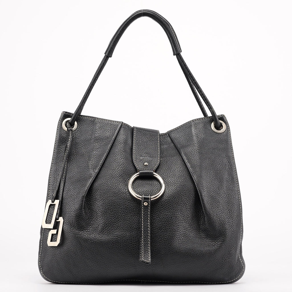 Black Calfskin DG Shoulder Bag