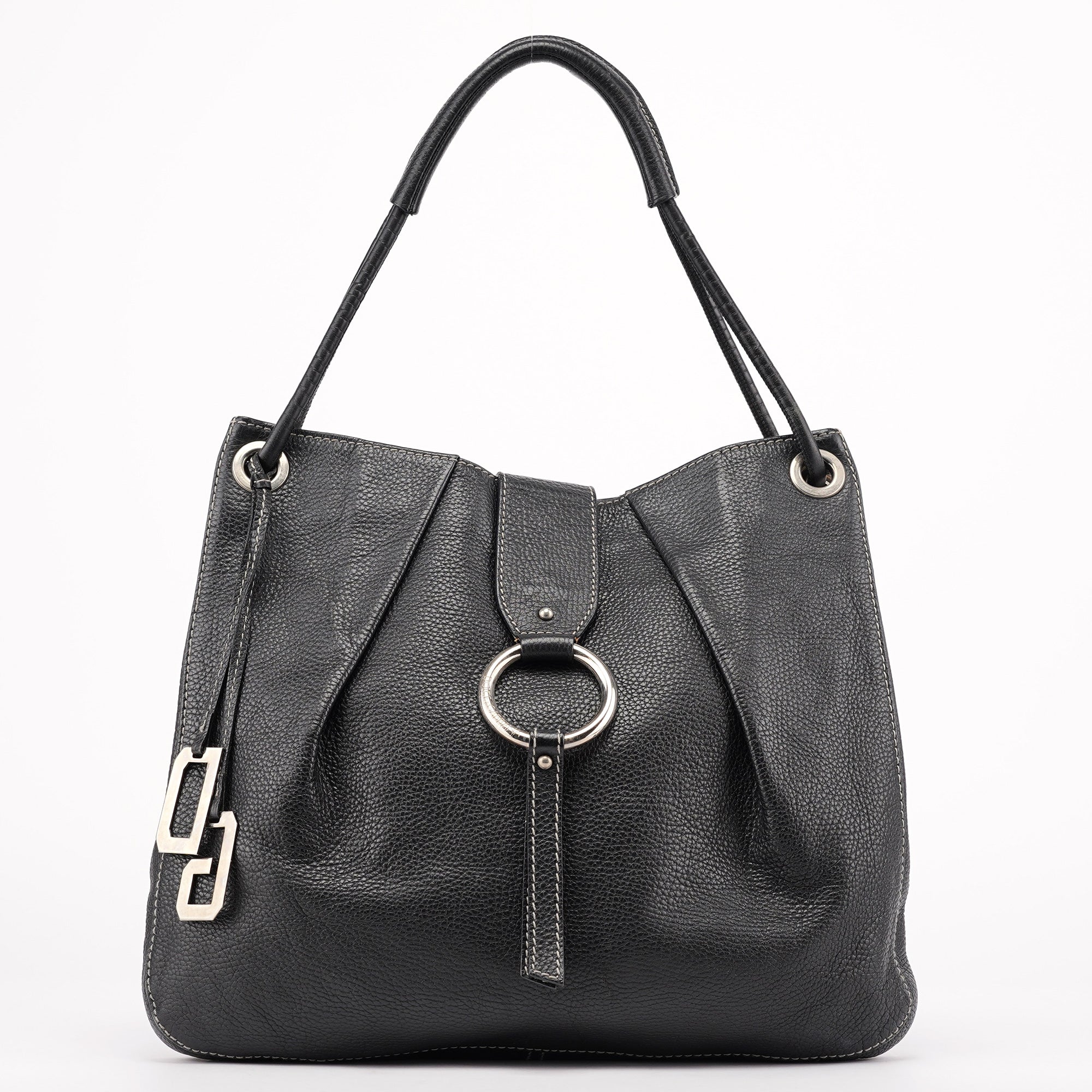 Black Calfskin DG Shoulder Bag
