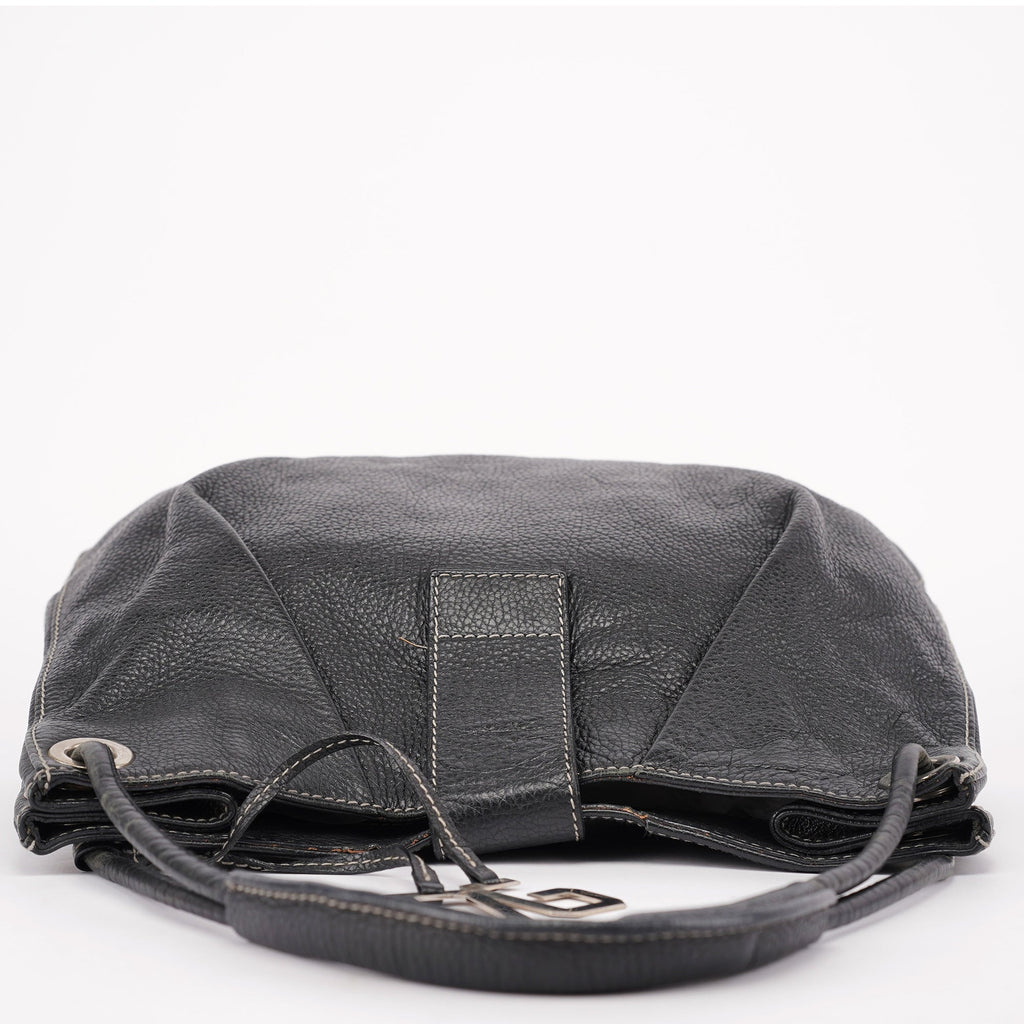 Black Calfskin DG Shoulder Bag