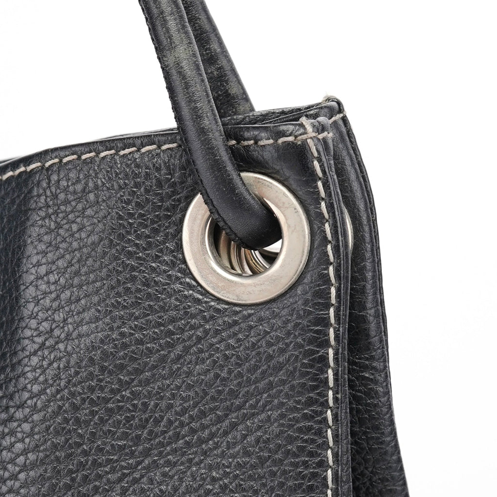 Black Calfskin DG Shoulder Bag