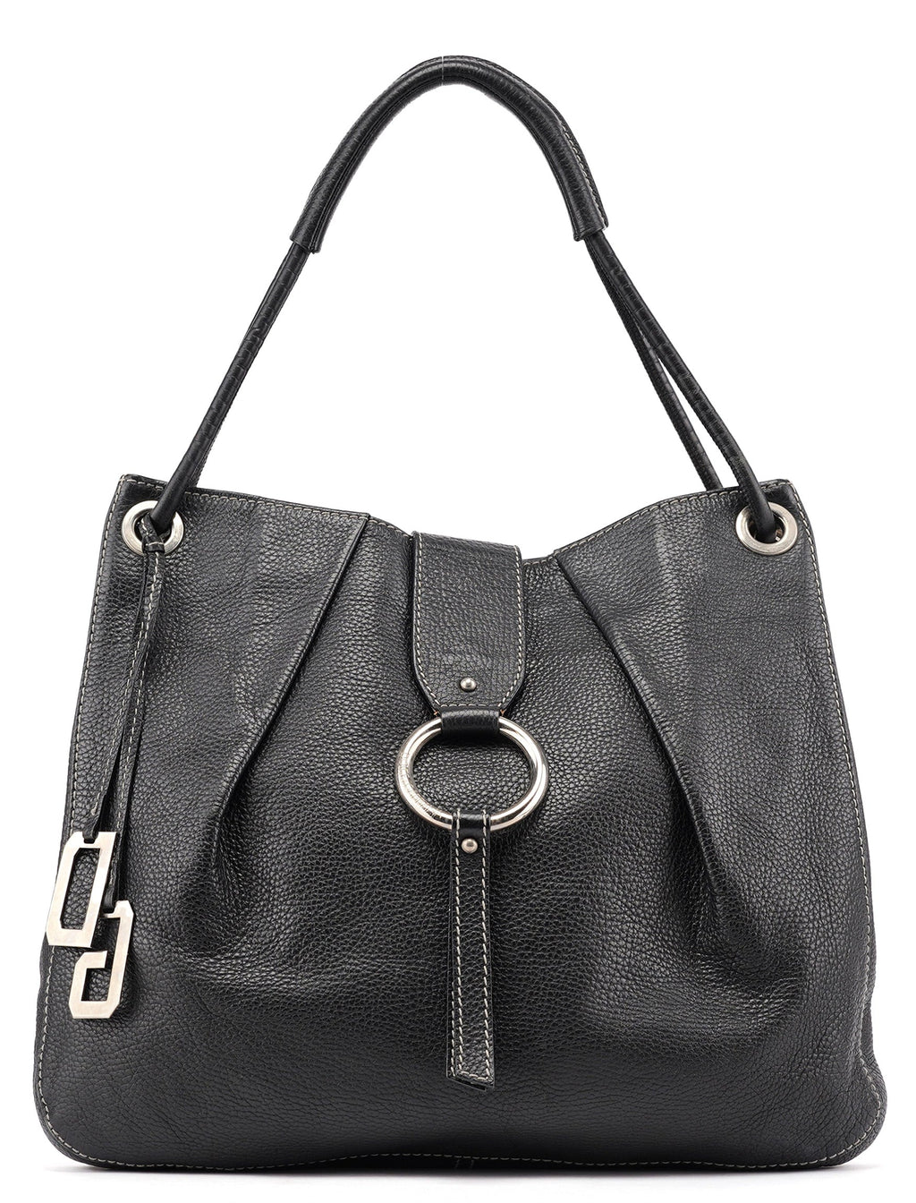 Black Calfskin DG Shoulder Bag