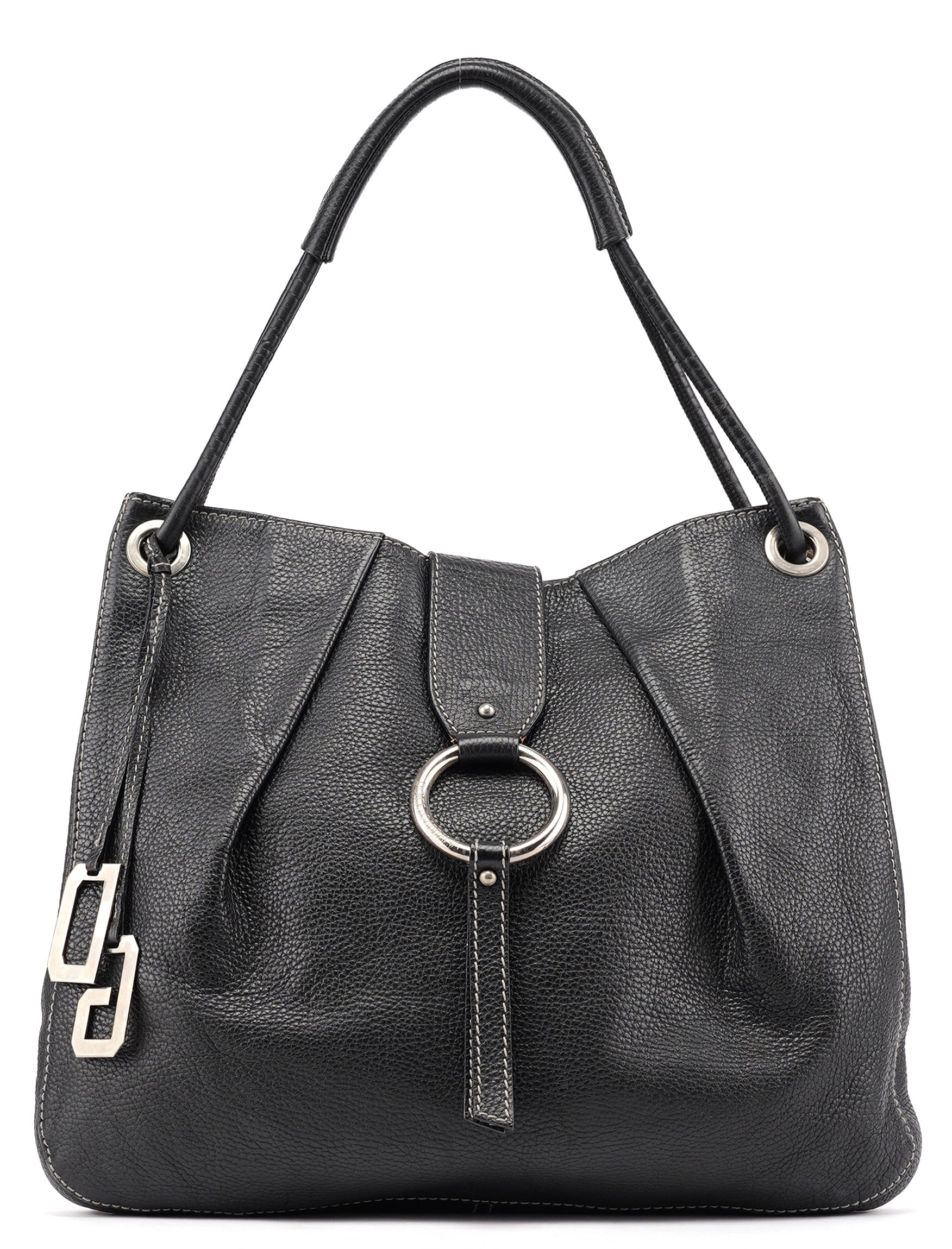 Black Calfskin DG Shoulder Bag