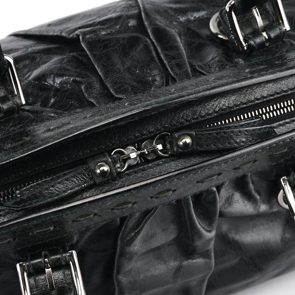 Black Calfskin Leather Romantique Tote Bag