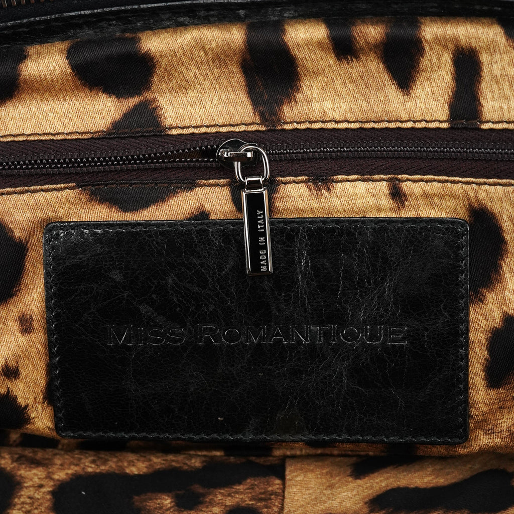 Black Calfskin Leather Romantique Tote Bag