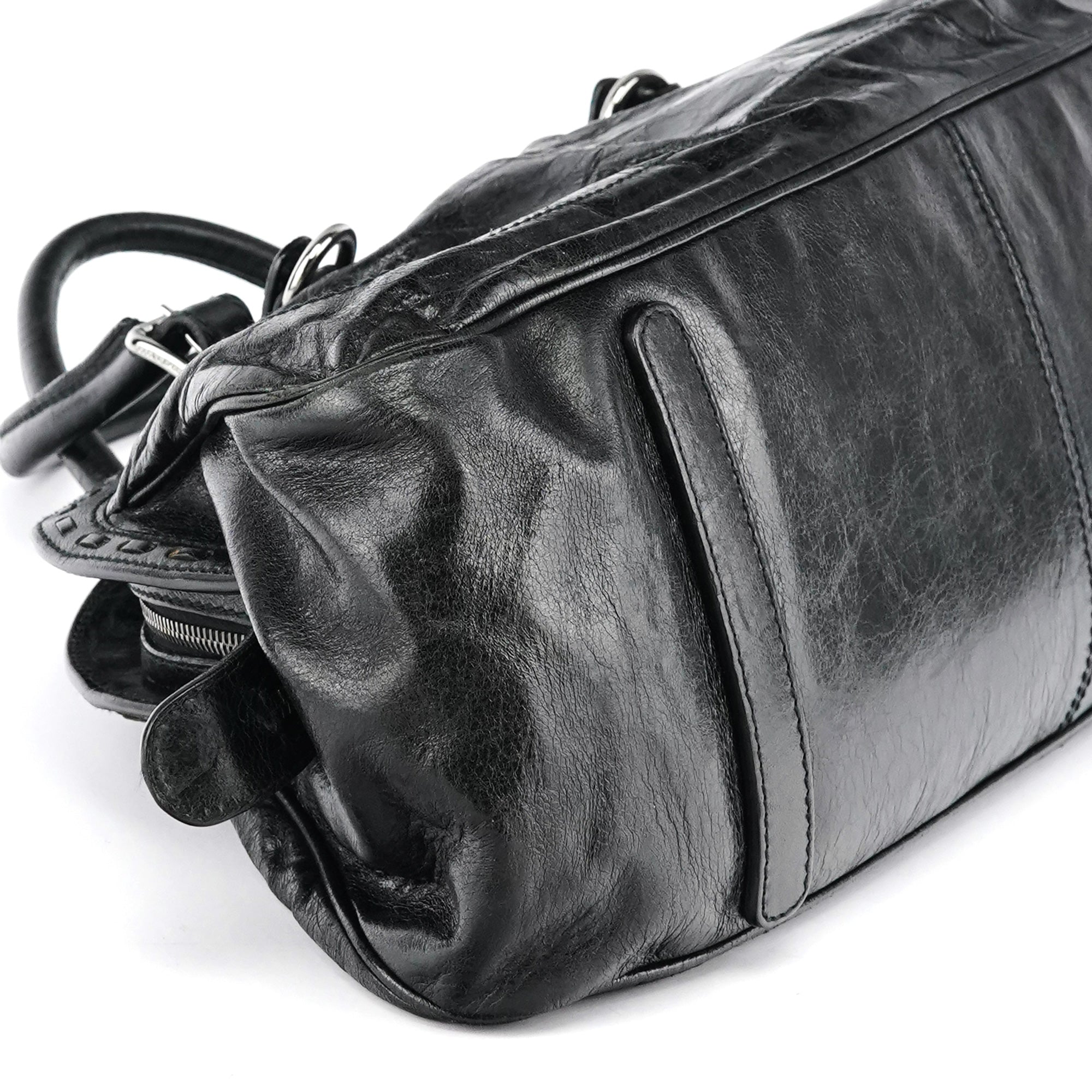 Black Calfskin Leather Romantique Tote Bag