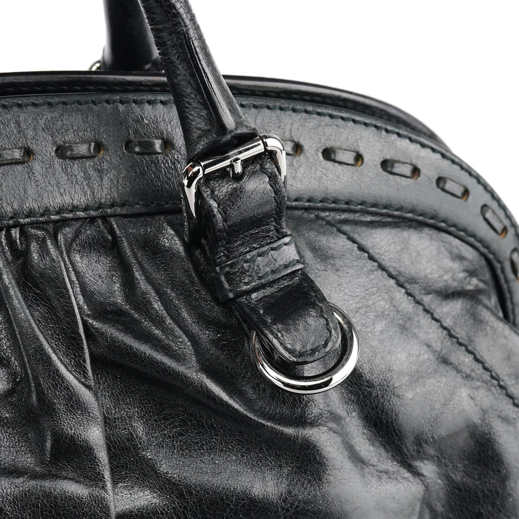 Black Calfskin Leather Romantique Tote Bag