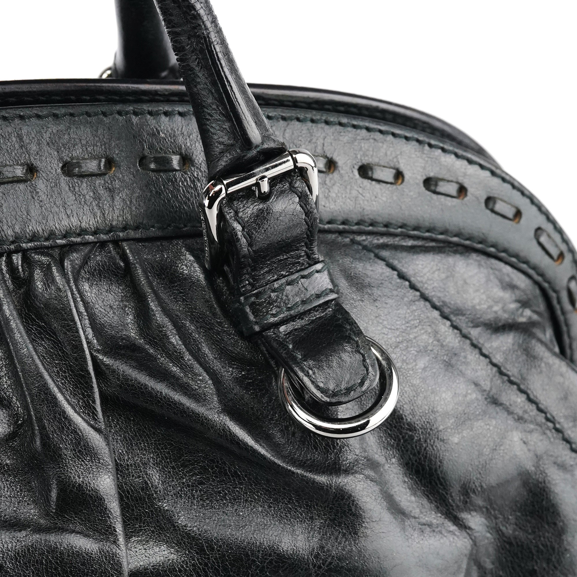 Black Calfskin Leather Romantique Tote Bag