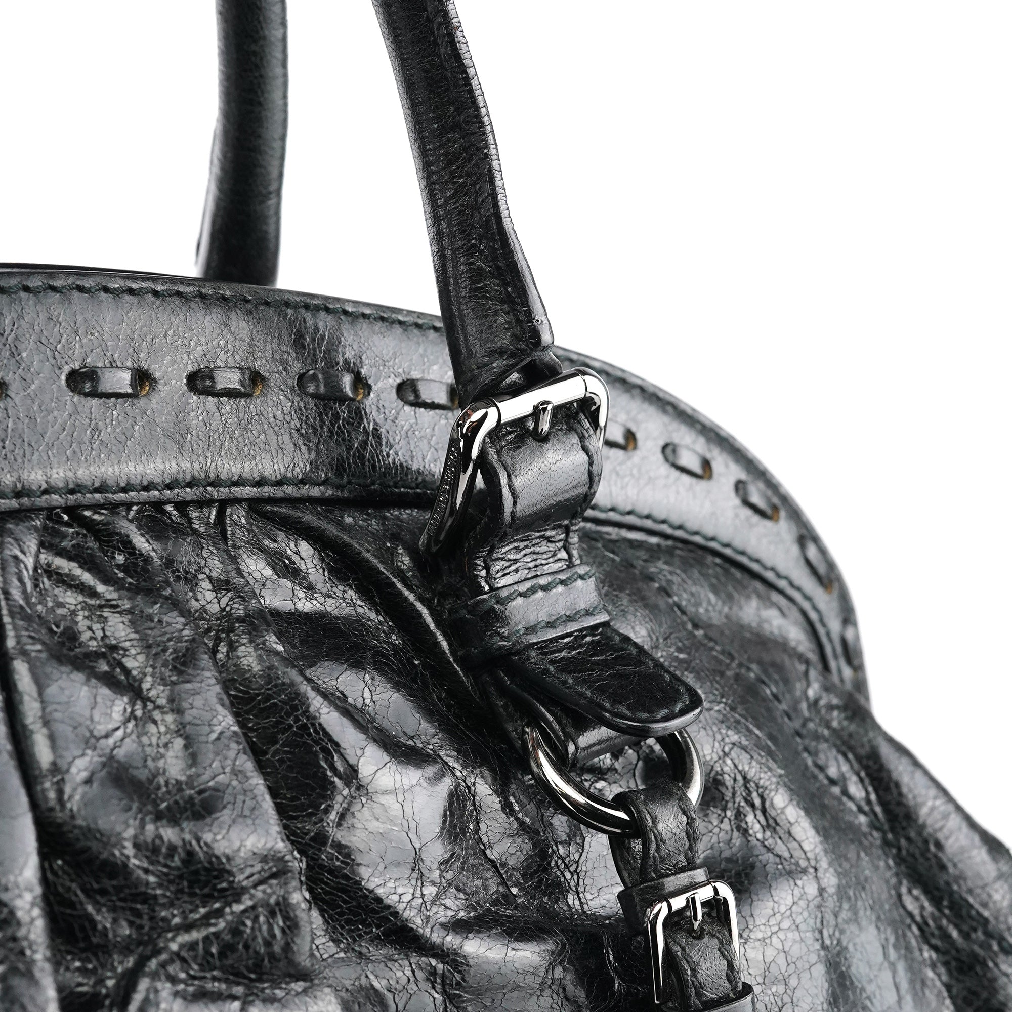 Black Calfskin Leather Romantique Tote Bag