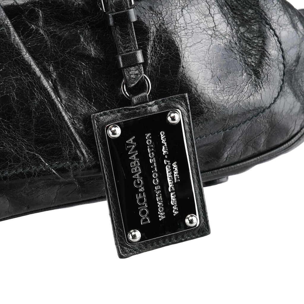 Black Calfskin Leather Romantique Tote Bag