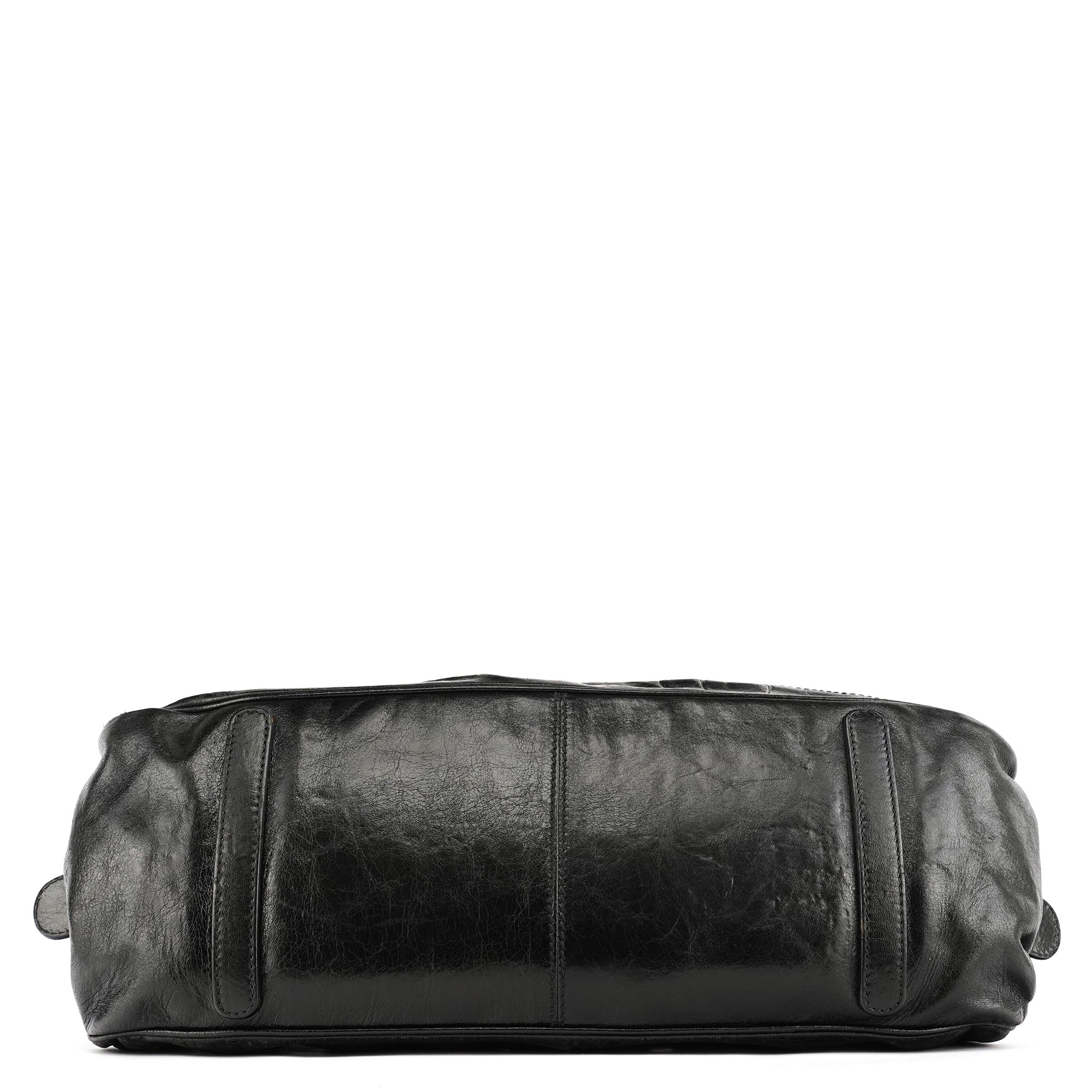 Black Calfskin Leather Romantique Tote Bag