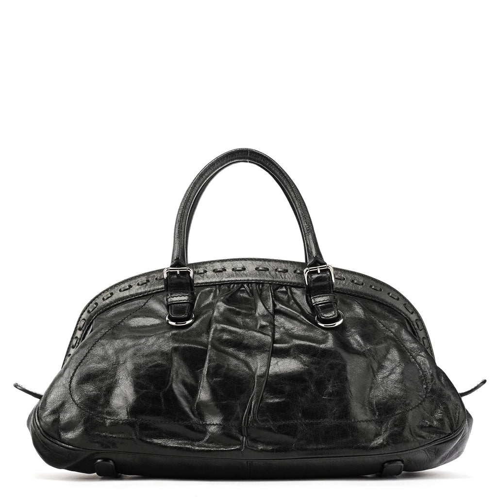 Black Calfskin Leather Romantique Tote Bag