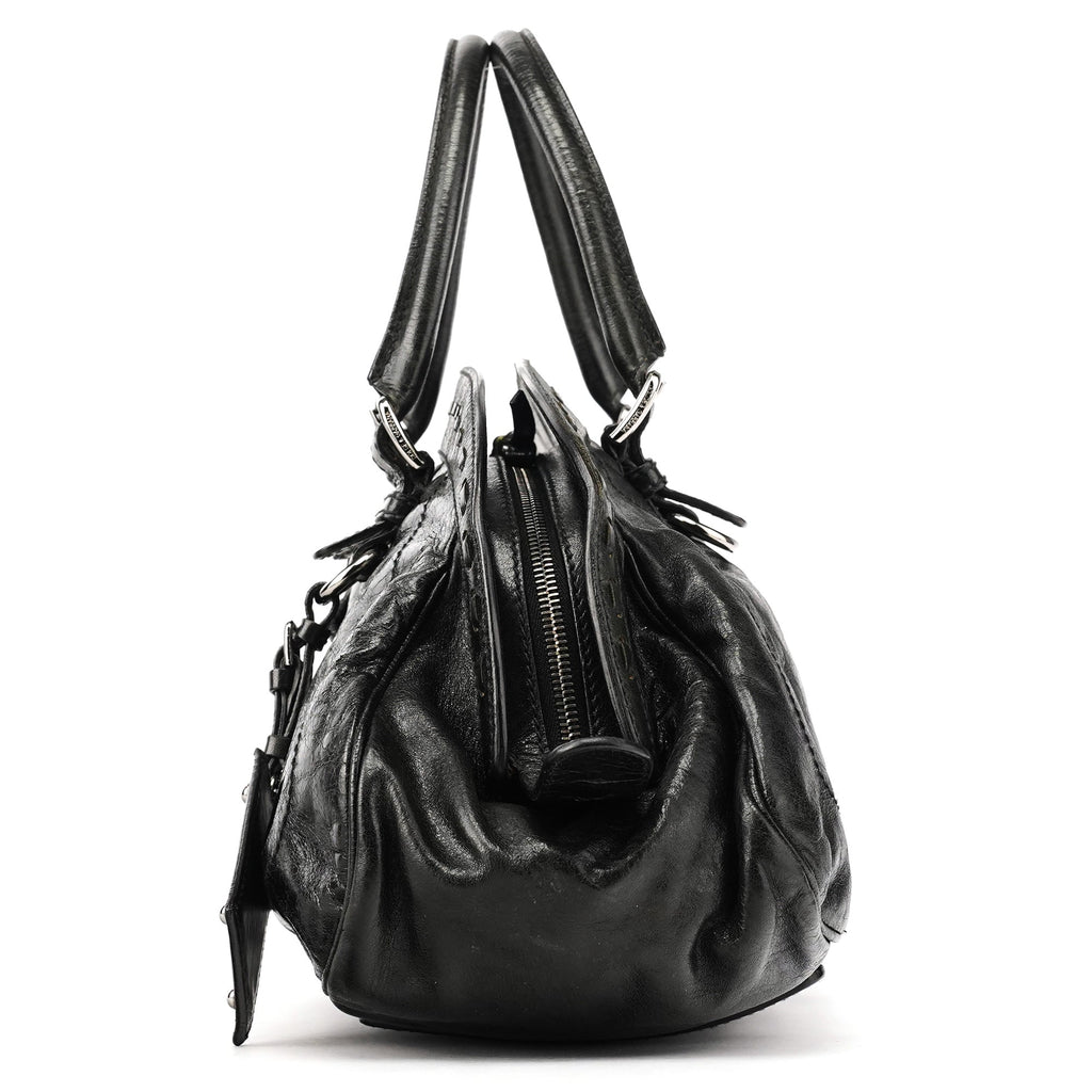 Black Calfskin Leather Romantique Tote Bag