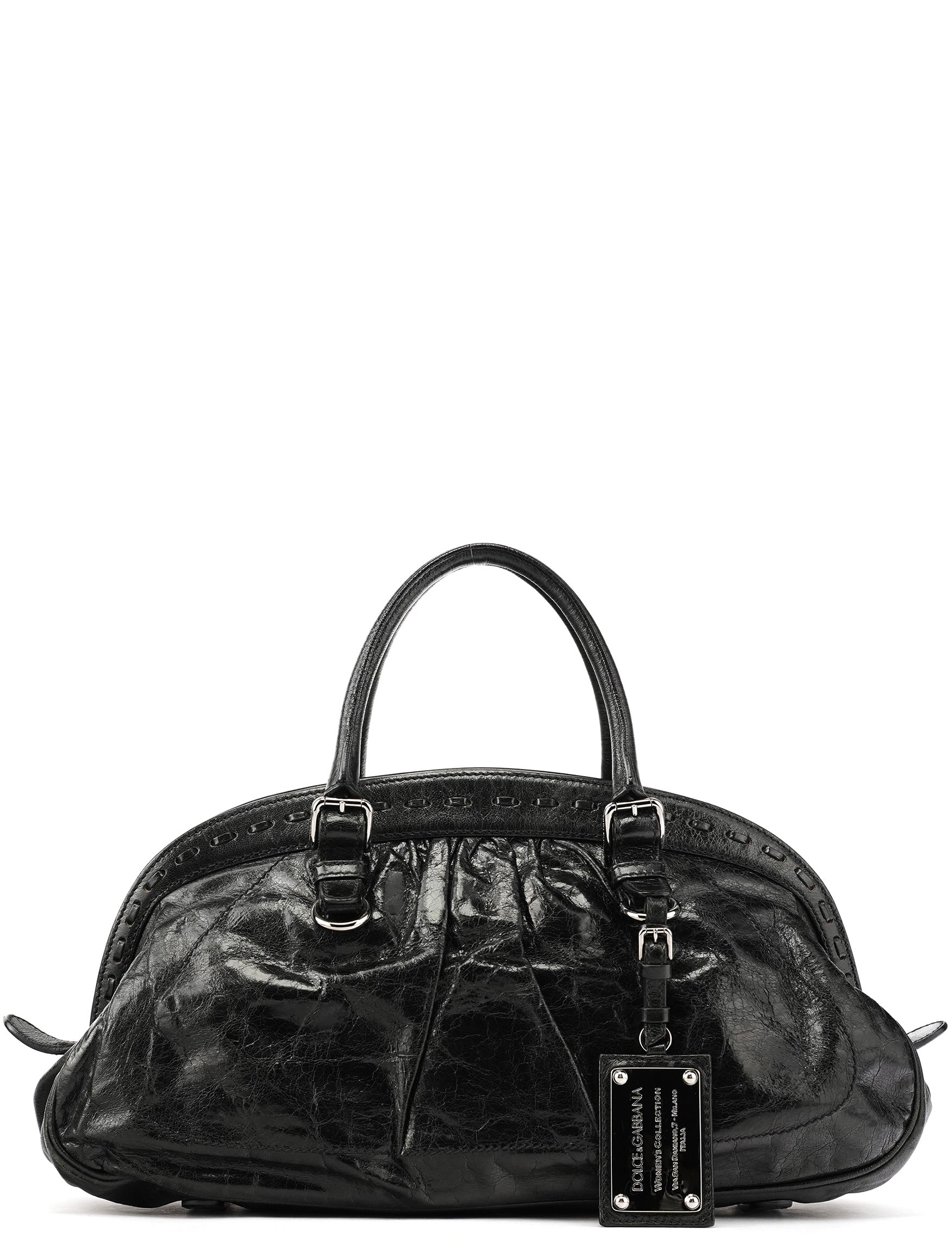 Black Calfskin Leather Romantique Tote Bag