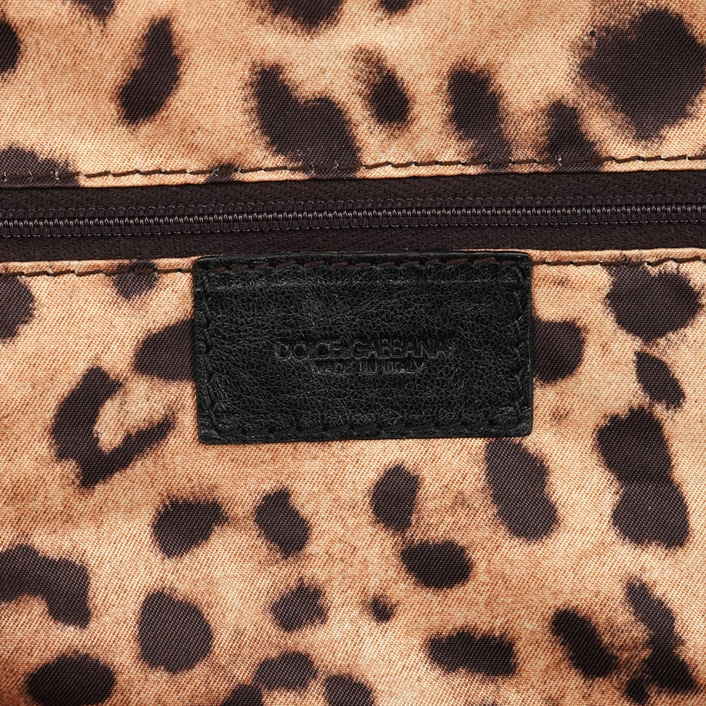 Black Lace Leather Boston Bag