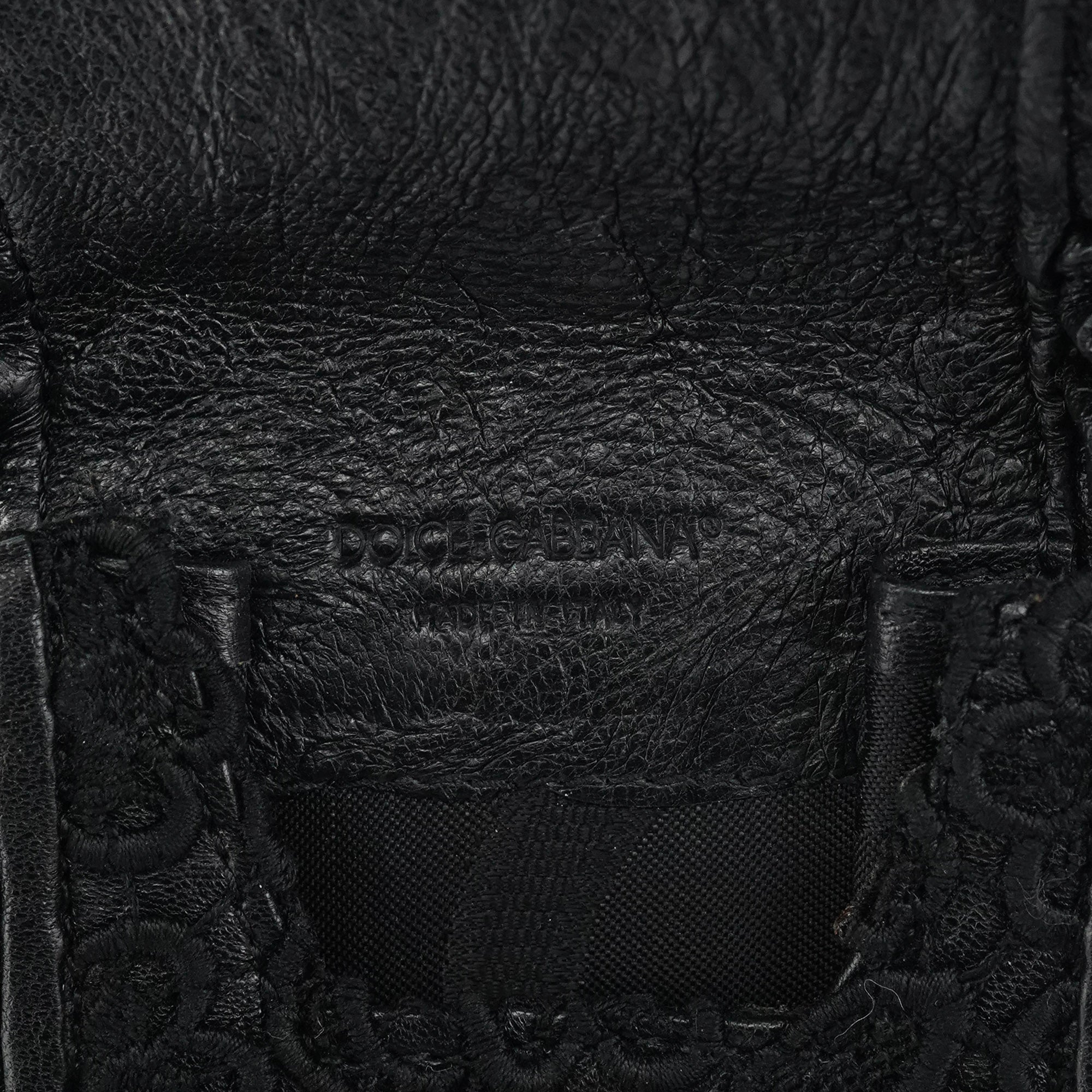 Black Lace Leather Boston Bag