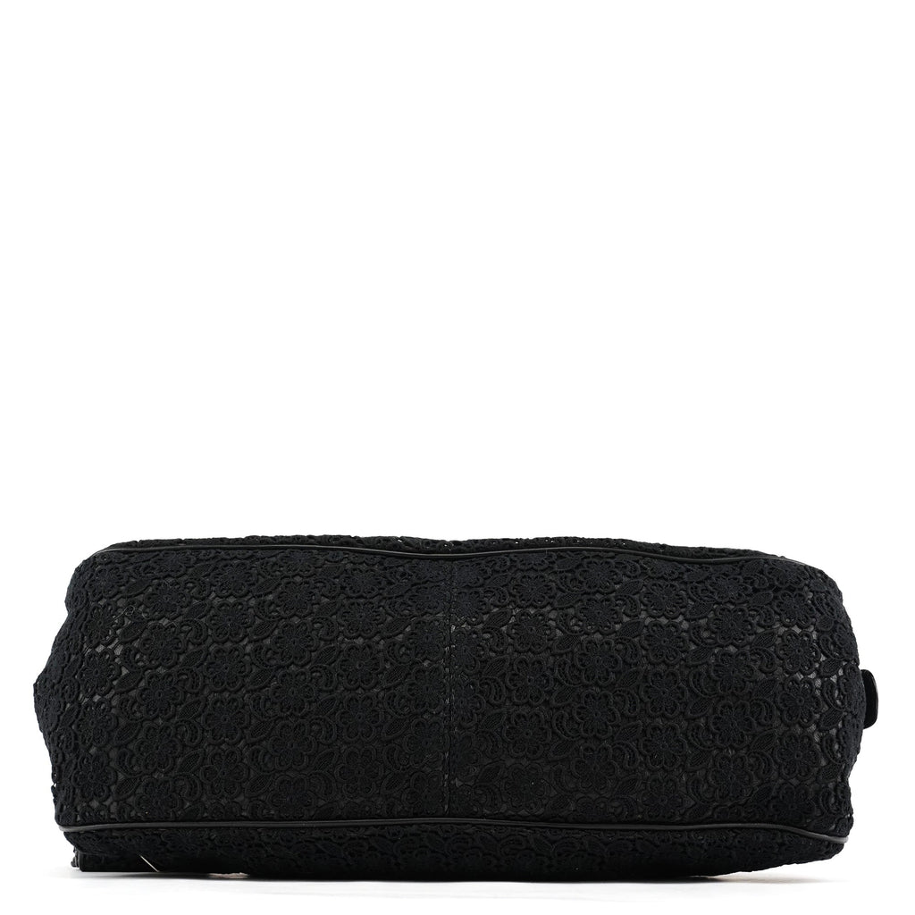Black Lace Leather Boston Bag