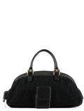 Black Lace Leather Boston Bag