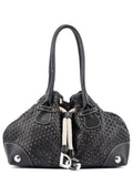 Black Leather Perforated Tote Bag