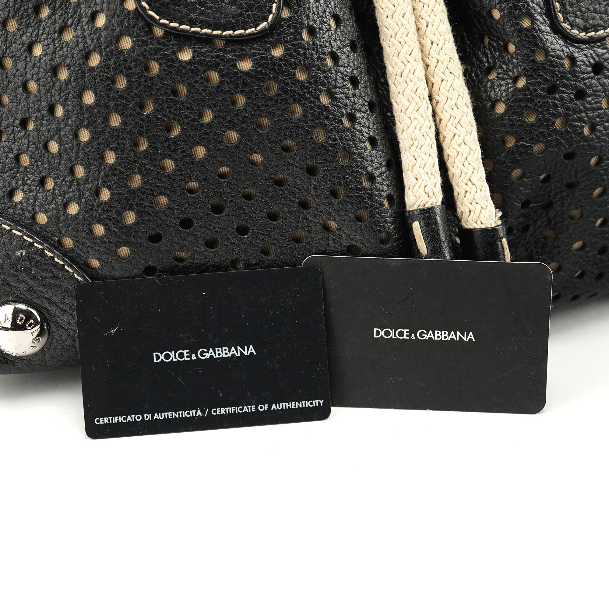 Black Leather Perforated Tote Bag