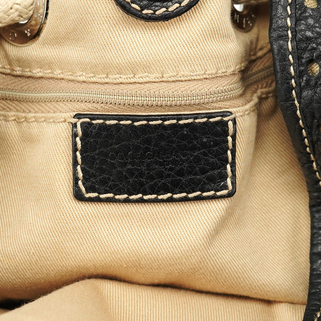 Black Leather Perforated Tote Bag