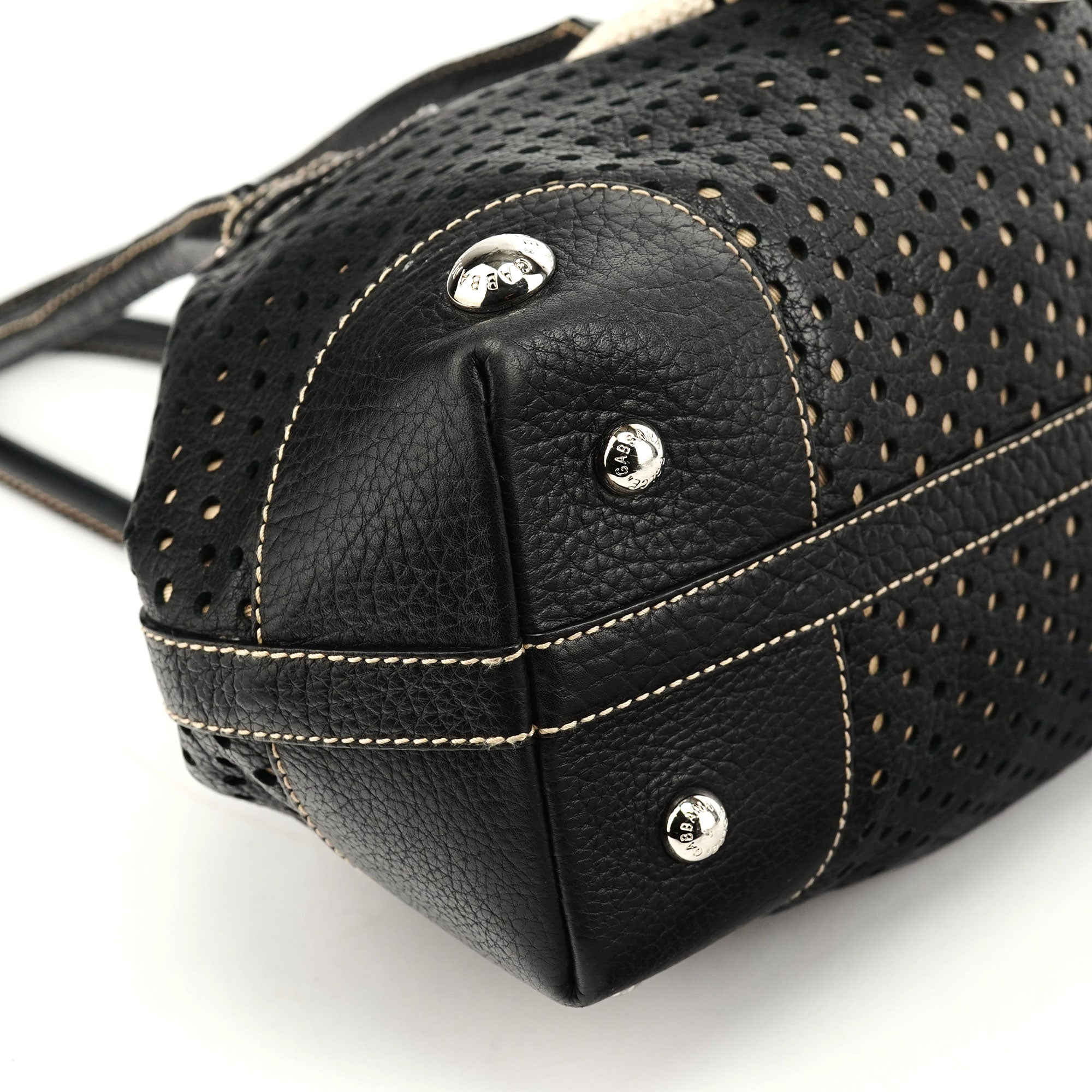 Black Leather Perforated Tote Bag