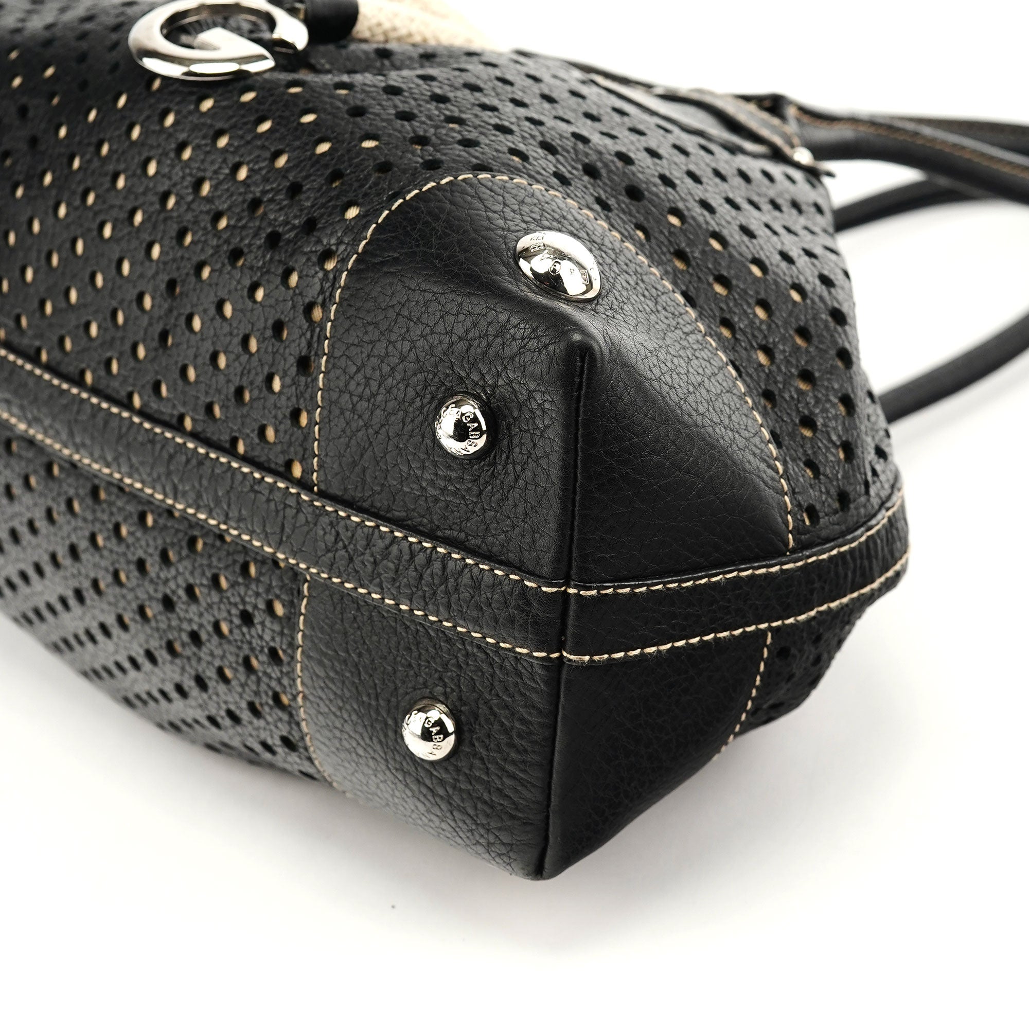 Black Leather Perforated Tote Bag
