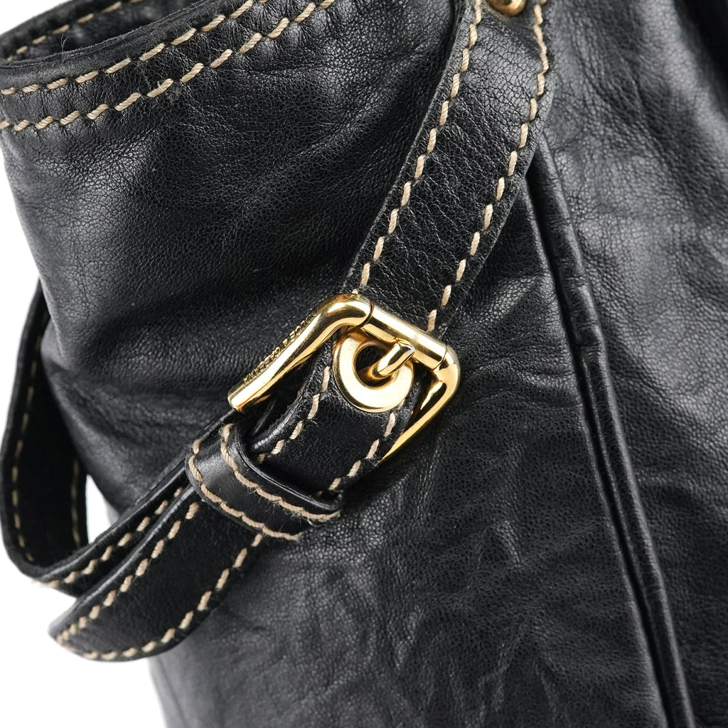 Black Leather Tote Bag
