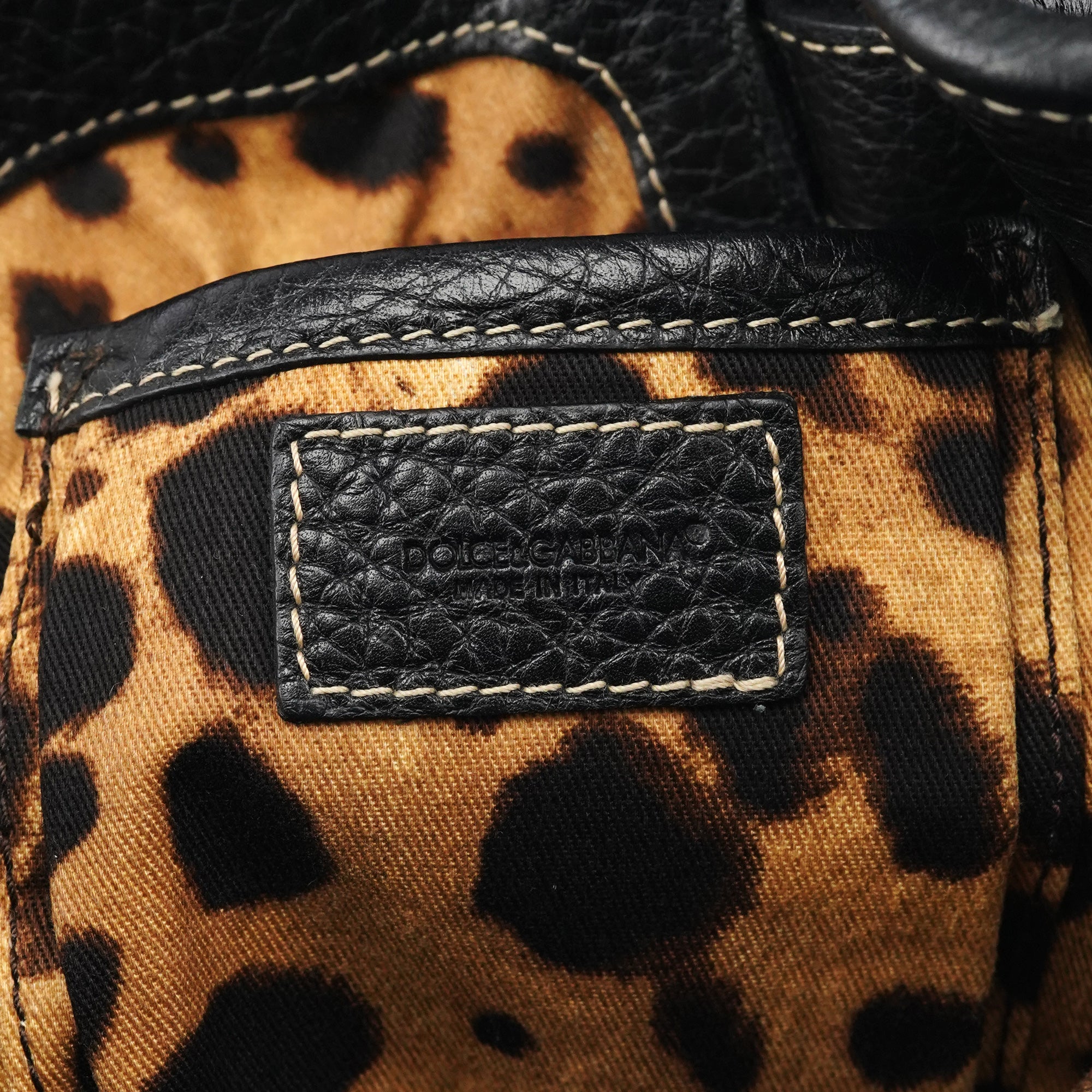 Black Pebbled Leather D&G Tote Bag