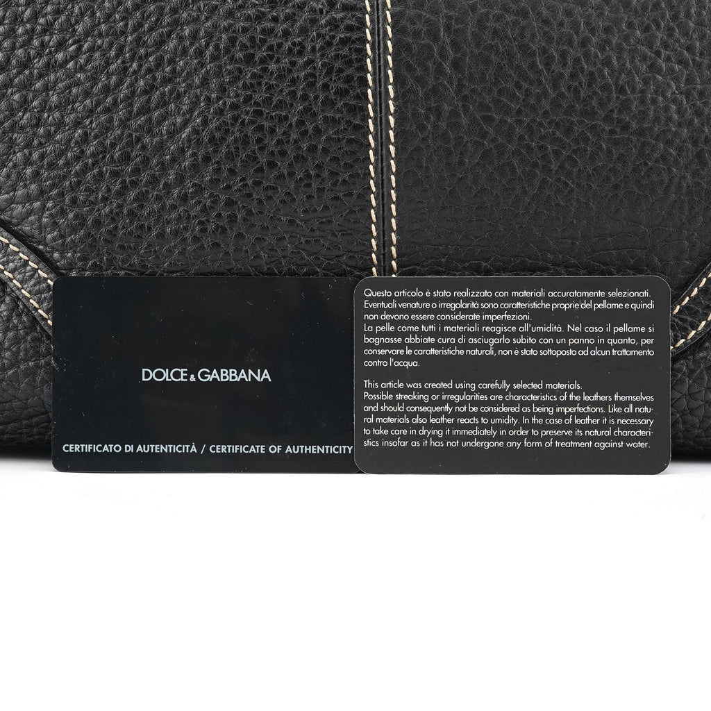 Black Pebbled Leather D&G Tote Bag