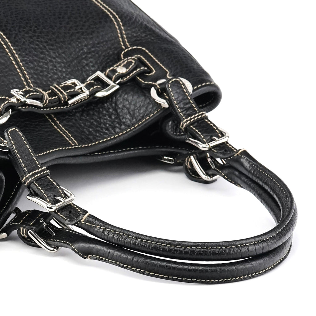 Black Pebbled Leather D&G Tote Bag